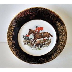 Vintage Regency England Bone China Collector Plate Equestrian Fox Hunting